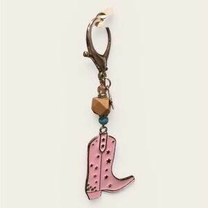 Pink Cowboy Boot Keychain Charm/Bag Charm